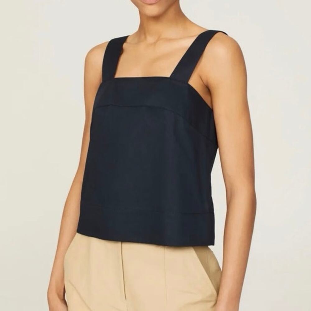 Tibi Poplin navy Strappy tank Top Size 6